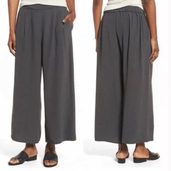 Eileen Fisher Pants - Eileen Fisher Pants Wide Leg Sz S RelaxedTencel Lagenlook Coastal Cool Crop Gray